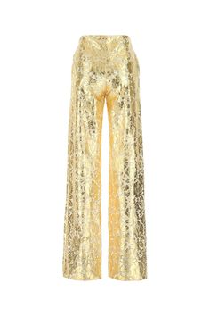 Gold Lace Pant Luxury Straight Leg Bottoms For Evening, Luxury Straight Leg Pants For Evening, Luxury Wide Leg Bottoms For Night Out, Luxury Wide-leg Evening Bottoms, Elegant Gold Bottoms For Spring, Luxury Wide-leg Pants For Evening, Luxury Full-length Bottoms For Party, Luxury Full-length Party Bottoms, Luxury High-waisted Evening Pants