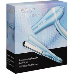 BaByliss Pro LIMITED EDITION Nano Titanium 2000-Watt Ionic Dryer & 1-1/2" Ultra-Thin Straightening Iron Combo #BNTPP58-24
We cannot accept returns on Combo Deal product.
Limited Edition Prepack!  This Prepack contains our Top 2 Selling Items: A 2000 Watt Ionic Professional Dryer & a 11/2" Ultra-Thin Flat Iron.  
Our Dryer features a stellar combination of power, speed, and design offering both heavy-duty 2000-watt performance and lightweight, ergonomic handling. Six heat and speed settings, a cool shot button and a concentrator nozzle provide a wide range of styling options. The removable filter makes cleaning easy.
The ultra-thin profile of this high-tech flat iron makes it exceptionally lightweight and easy to work with. The extra-long 5" plates reach up to 450°F and allow for wider sect Titanium Hair, Hair Color Removers, Straightening Iron, Hair Dryer Comb, Barber Razor, Beard Wax, Hair Color Remover, Colour Remover, Barber Supplies