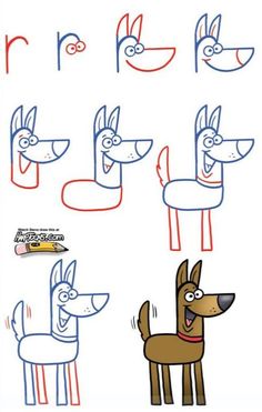 an image of cartoon dogs with different expressions on their faces and body, all drawn in one line