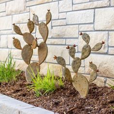 Prickly Pear Cactus Metal Yard Art Sculptures - inthegardenandmore.com Metal Cactus, Southwest Landscape, Succulent Landscape Design, Succulent Landscaping, Pear Cactus, Raised Garden Beds Diy, Prickly Pear Cactus, Metal Yard Art, Garden Art Sculptures Diy