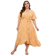 Plus Size dress Women's Plus Size Floral Summer Dress Casual Wrap V Neck A Line Ruffle Belted Dress ( Dark green floral,XL) Floral Dress Summer Casual, Athletic Dresses, Summer Dress Casual, Plus Size Summer Dresses, Wrap Dress Short, Floral Summer Dress, Mini Sundress, Short Dresses Casual, Dress Yellow