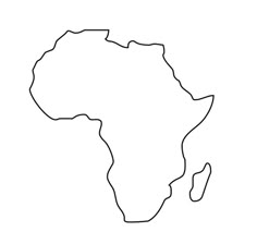 the outline of africa is shown in black on a white background, it looks like an african map