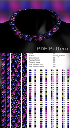 an image of a purple and blue pattern on a black background with text that reads, pdf pattern