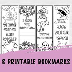 the 8 printable bookmarks for kids to color