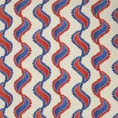 red, white and blue fabric with wavy design