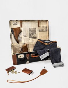 cool way of reusing old suitcases... Mens Suitcase, Best Charcoal, Men Fashion Classy, Rolled Up Jeans, Old Suitcases, Men Stuff, Black Shoes Men, Safe Travels