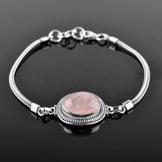 Cabochon Bracelet, Bezel Bracelet, Bracelet For Her, Jewelry Style, Quartz Crystals, Unique Handmade Jewelry, Rose Quartz Crystal, Bracelet Clasps, Chain Jewelry