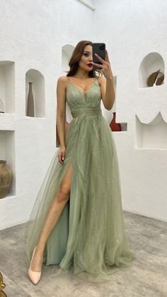 Dress With Draping, Sage Green Dress, Tulle Evening Dress, Blue Dress Formal, Rope Belt, Prom Designs, Tulle Gown, Grad Dresses, Pretty Dresses