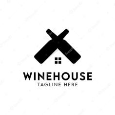 winehouse logo design with two crossed bottles