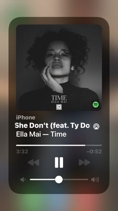 an iphone screen with the music player on it's left side, and text that reads she don't feat tyo