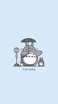 totoro with an umbrella on the ground