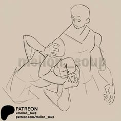 a drawing of a man holding another man