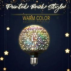 a light bulb with fireworks on it and the words warm color in front of it