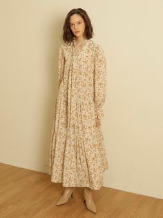 Composition : POLYESTER 100%Color : BEIGECountry of Origin : KOREA Flowy Patchwork Short Sleeve Dress, Spring Maternity Cotton Dress, Urban Outfitters Spring A-line Dress, Spring Short Sleeve Kawaii Dress, Floral Dress Aesthetic Korean, Jumpsuit Dress, Dress Outfits, The Originals, Clothes For Women