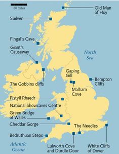 a map showing the location of britain's major cities and its surrounding coastlines