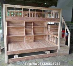 desain 1 tempat tidur tingkat jati, model set tempat tidur tingkat jati, 1 set tempat tidur tingkat Bed, Furniture, Home Decor, Home Décor