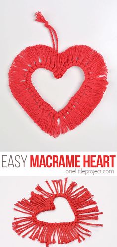 an easy macrame heart craft for valentine's day is perfect to make