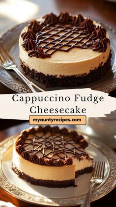 Discover the irresistible taste of cappuccino fudge cheesecake! With a creamy cappuccino cheesecake layer, fudge topping, and coffee notes in every bite, this dessert is ideal for fall gatherings or cozy evenings at home. An elegant and delicious treat that coffee lovers won’t want to miss! Cappuccino Fudge, Fudge Cheesecake, Coffee Filling, Cappuccino Cheesecake, Fudge Topping, Coffee Notes, Dream Dessert, Coffee Desserts, Cheesecake Layer