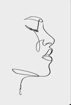 a black and white drawing of a woman's face