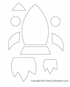 an image of a paper rocket ship that is cut out and ready to be colored