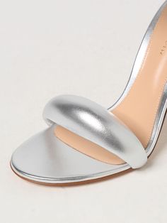 Heeled Sandals GIANVITO ROSSI Woman color Silver Gianvito Rossi Heels, Sandals Woman, Italian Fashion Designers, Heeled Sandals, Gianvito Rossi, Italian Fashion, Woman Colour, Leather Heels, Calf Leather