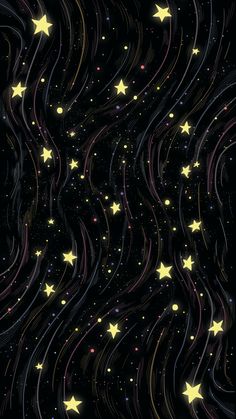 stars and swirls in the night sky, as if they were falling or flying