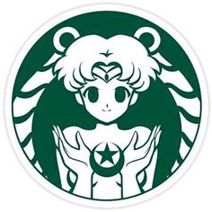 a starbucks sticker with an image of a woman in the form of a ram