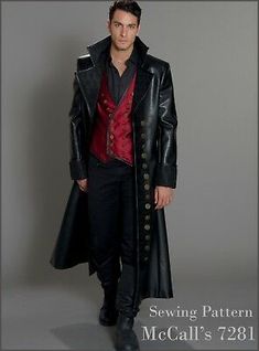 This is a SEWING PATTERN. Blood Outfit, Christine Feehan, Men's Trench Coat, Costume Sewing Patterns, Vampire Costume, Trench Coat Men, Costume Patterns, Mccalls Sewing Patterns, Vest Coat