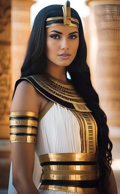 Ancient Egyptian Clothing Queens, Ancient Egypt Fashion Queens, Egyptian Women Modern, Eygptain Queen, Ancient Egyptian Women, Egyptian Cosplay Woman, Cleopatra Halloween Costume, Cleopatra Halloween, Priest Costume