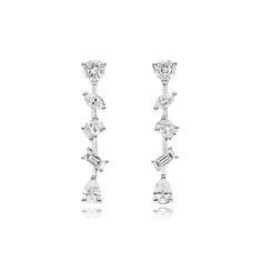 14K White Gold Fancy Diamond Drift Drop Earrings. Fancy shape diamonds drift away in this light and airy design. These beautiful earrings are the perfect piece to wear for a special occasion. Luxury Diamond White Linear Earrings For Formal Events, Earrings Fancy, Fancy Diamonds, Beautiful Earrings, Diamond Earrings, Special Occasion, Jewelry Earrings, Diamonds, White Gold