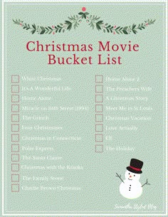 a christmas movie bucket list with a snowman