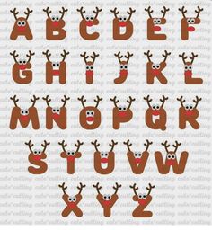 the letters and numbers are made up of reindeers with antlers on their heads