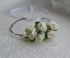 White roses small flower crown.It will look perfect for wedding or photosoot.The lenght of the wreath is about 49 cm (19inch).The base of the wreath is flexible. It is regulated by a satin ribbon.Choose a boutonniere here https://www.etsy.com/listing/641633096/wedding-boutonniere-flower-butonhole?ref=shop_home_active_2If you have any questions, you can wright me a convo.More hair flower crowns and combs, you can see at my store.https://www.etsy.com/shop/RybalkoShop?ref=seller-platform-mcnavPleas White Flower Crown Wedding, Red Hair Pieces, Wedding Floral Crown, Crown For Bride, Groom Buttonholes, Boho Crown, Crown Halo, White Flower Crown, Floral Crown Wedding