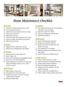 the home maintenance checklist is shown in this image