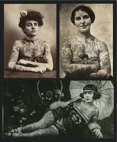 an old time photo shows women with tattoos