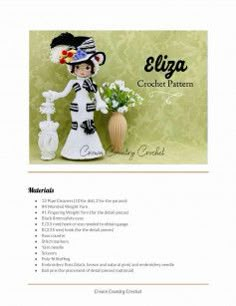 an image of a figurine with flowers on it's head and the name elza crockett patterns