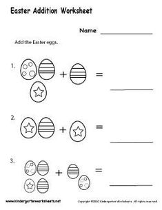 the worksheet for easter addition worksheet with eggs and stars on it