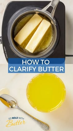 how to make clarify butter in an electric skillet with text overlay