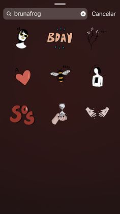 an iphone screen with stickers on it and the words bday written in different languages