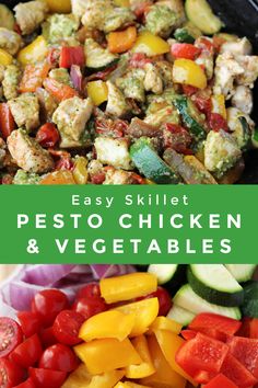 easy skillet pesto chicken and veggies is the perfect side dish for any meal