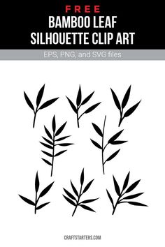 free bamboo leaf silhouette clip art with the text, epspng and svg files