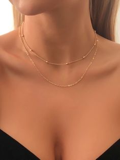 Gender: Women Type: Layer Sets Material: Alloy Color: Gold Metal Color: Gold Quantity: piece Style: Fashionabl IN Length 16.5-18.7 This data was obtained from manually measuring the product, it may be off by 0.5 IN. Prom Necklaces, Gold Necklace Simple, Layered Chain Necklace, Body Chains, Prom Jewelry, Jewelry Accessories Ideas, Jewelry Lookbook, Gold Necklace Layered, Girly Jewelry