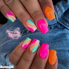 Pink Orange And Blue Nails, Cruise Nails, Classic Nail, August Nails, 2024 Nails, Stunning Nail Designs, Sassy Nails, Professional Manicure, Nail Drills