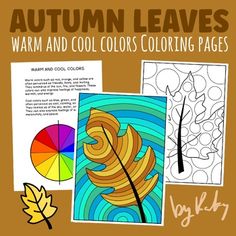 the autumn leaves coloring pages are on display