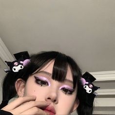 Makeup Art Inspiration, Uwu Makeup, My Melody Makeup, Kuromi Makeup, Harajuku Makeup, Gyaru Makeup, Rave Makeup