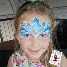 Snow Queen, Elsa, Frozen face paint Frozen Themed Face Painting, Ice Princess Face Paint, Olaf Face Paint, Blue And White Face Paint, Face Painting Disney, Snowflake Face Paint, Face Painting Frozen, Disney Face Paint, Elsa Face Paint