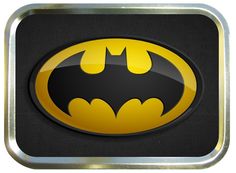 the batman symbol is shown in yellow and black