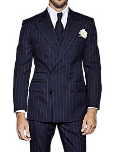 Mens Double Breasted Suit, Kingsman Suits, Mens Suits Navy, Blue Pinstripe Suit, Trendy Mens Fashion, Fashion Suits For Men