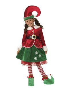 Make this Christmas season a fun and festive one for your daughter this year when you pick up the Girls Elf Girl Costume! With your purchase, you will receive everything you need to turn your little angel into a magical hard-working elf. Your daughter is going to love dressing up as one of Santa's favorite toy-making elves. Buy your costume today, and then check out our site for the rest of your Christmas costume and accessory needs! Elf Costume For Dolls, Elf Dress For Kids, Girl Elf Costume, Making Toys, Costumes College, Elf Shoes, Elf Girl, Girl Elf, Elf Costume