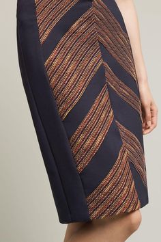 The Western Pencil Skirt upgrades the classic wardrobe staple with a multicolor chevron embroidery detail over navy blue. Rayon, nylon, spandex, polyester, cotton, polyamide; polyester, spandex lining Pencil silhouette Back zip Dry clean Made in the USA Regular sizes measure approx. 25" long Dart Placement, Chevron Embroidery, Bridesmaid Dresses Ideas, Pencil Skirt Diy, Pencil Dress Outfit, Skirt Inspiration, Unique Skirts, Long Pencil Skirt, Pencil Skirt Outfits